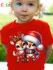 Kids Clothes Cute Animals Printing Christmas T-Shirt Festive Short Sleeve Boys Girls Clothes 2-14Y Christmas Gift Child Top Tee