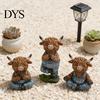 Yoga Pose Animal Figurines Highland Cow Resin Figurine, Farmhouse Style Overalls Statues, Waterproof Meditation Sculptures Garden Ornament for Indoor