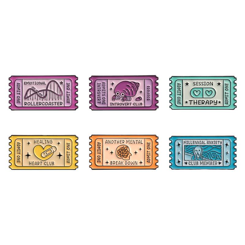 Creative Colorful Stamp Shaped Enamel Badge Personalized Unique Letter Brooch Pin For All