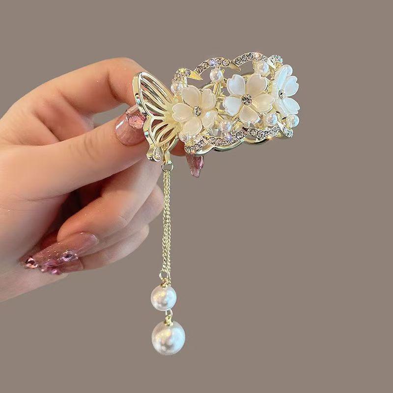 Lily of the Valley Rose Tassel Ponytail Hair Clip