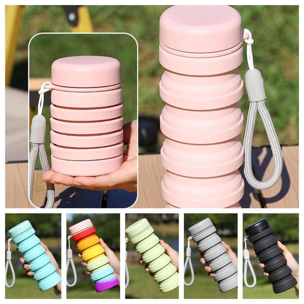 Retractable Folding Silicone Water Bottle Leak Proof Foldable Drinking Cup Outdoor Travel