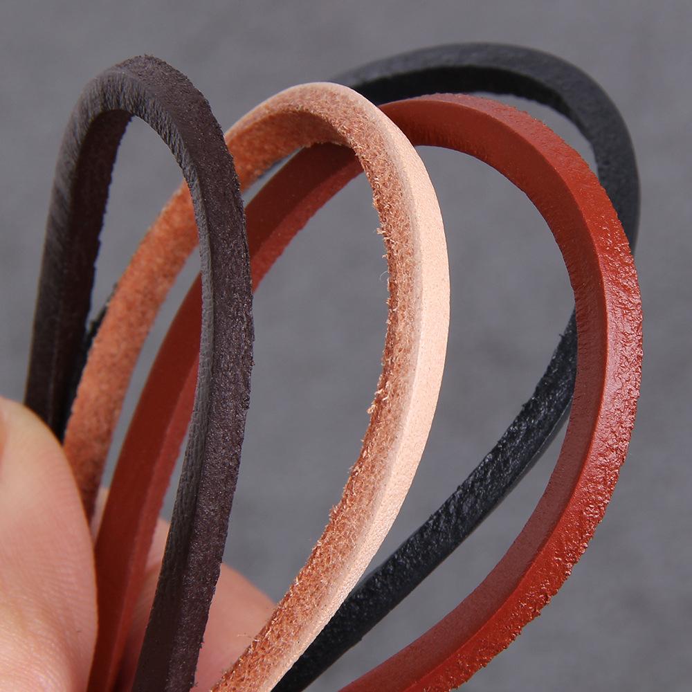 DIY Natürliches Quadratisches Rindslederseil, Handgefertigter Perlenbesetzter Rindslederstreifen 3 mm Breit 3 mm Dick Quadratisches Rindslederseil