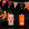 Halloween Home Decoration LED Flameless Pillar Candles, Spooky Face Handheld Candle Light, Battery Operated Flickering Fake Candles for Party
