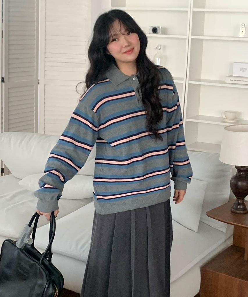 CGP (Women) Striped Collar Knit - Gray