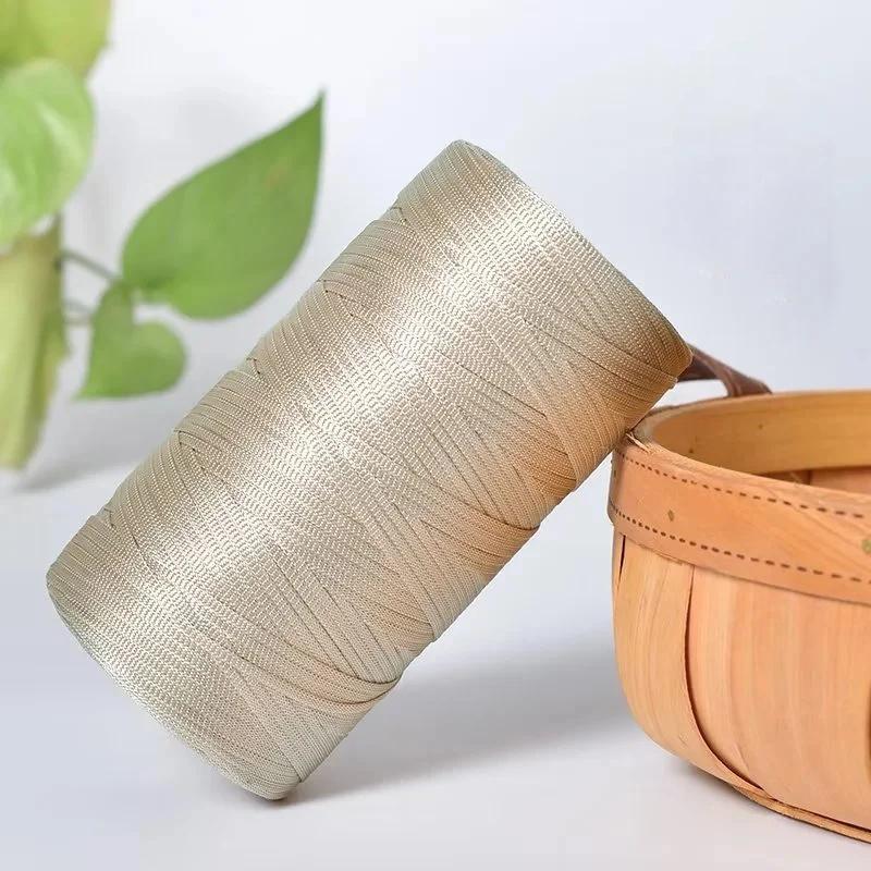 250g/Roll 2.5mm Ice Silk Thread Summer Crochet Yarn for DIY Knitting Bag Shoes Flat Hollow Yarn Hand-knitted Thread Supplies