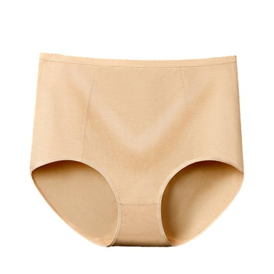 Women High Waist Cotton Underwear Tummy Control Solid Color Stretch Breathable Ladies Full Coverage Brief Panties Underpants