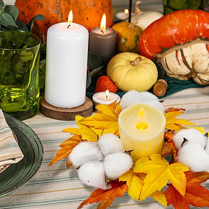 Jesienne Wieńce Pierścieniowe na Świece 9,8 Cala Wiejski Wieniec Pierścień na Świecę Dzień Żniw Wieniec Pierścień na Świecę Dzień Żniw Sztuczny Kuchenny
