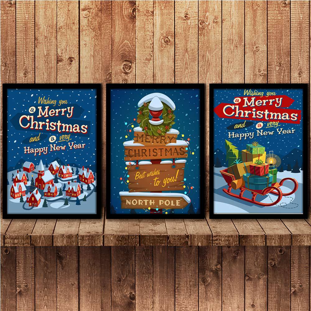 Merry Christmas Gift Art Canvas Painting Living Room Decorative Oil Painting Posters and Prints Wall Pictures for Living Room