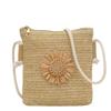 Casual Simple Woven Flower Straw Mini Shoulder Phone Bag For Women Students