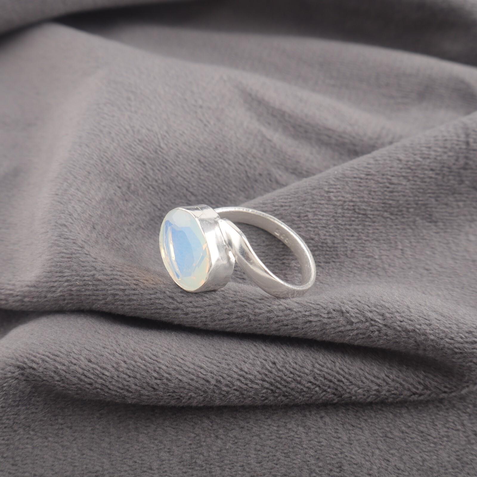 

Кольцо из стерлингового серебра 925 пробы с молочным опалом, ручная работа, овальной формы, RR-53-20 13