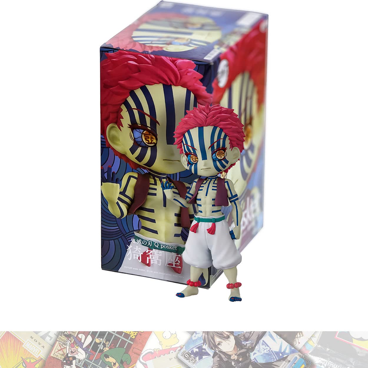 BANDAI SPIRITS Akaza 14cm Q Posket Mini Statue Figure with 1 Themed Trading Card [Ver.A] A.C.G. (17972)