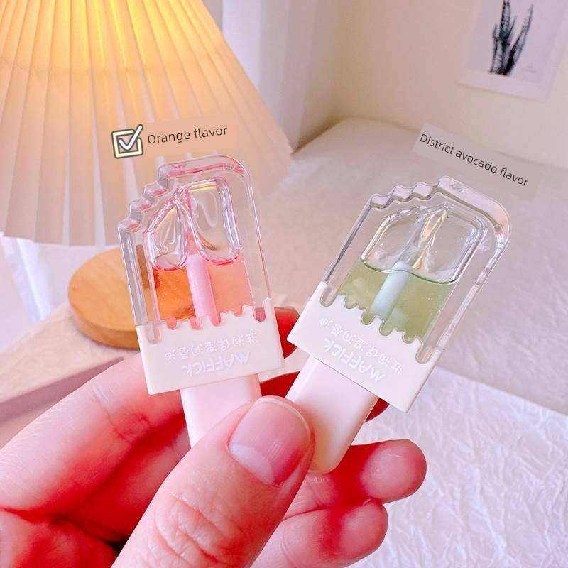 Student Lip Balm for Men and Women, Cute Ice Cream Lip Oil, Moisturizing and Hydrating for Lip Lines, Small Red Lips, and Lip Moisturization