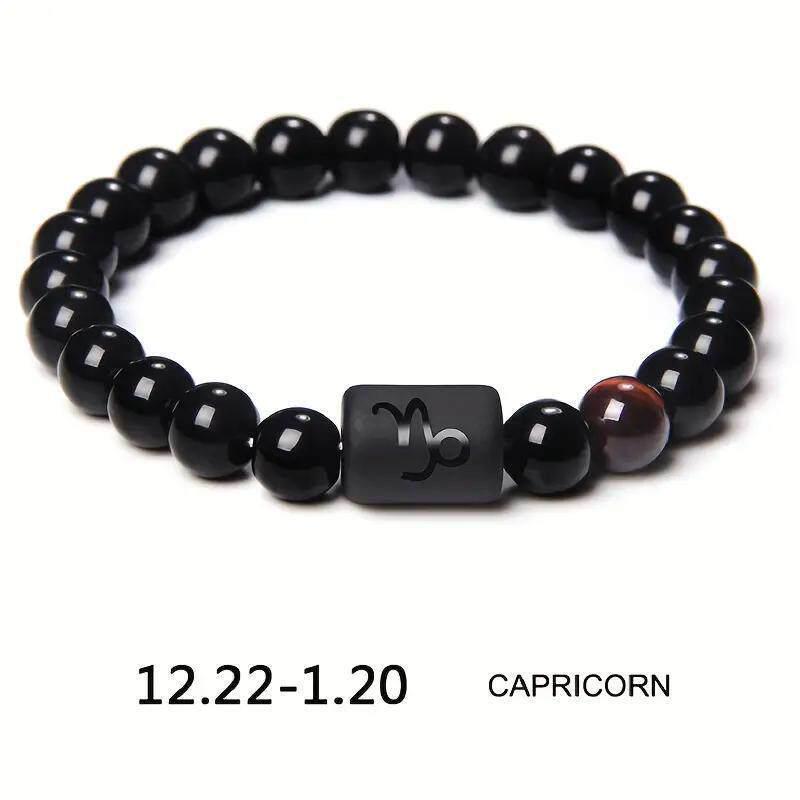 Twelve Constellations Elastic Bracelet with Tiger Eye and Agate Beads