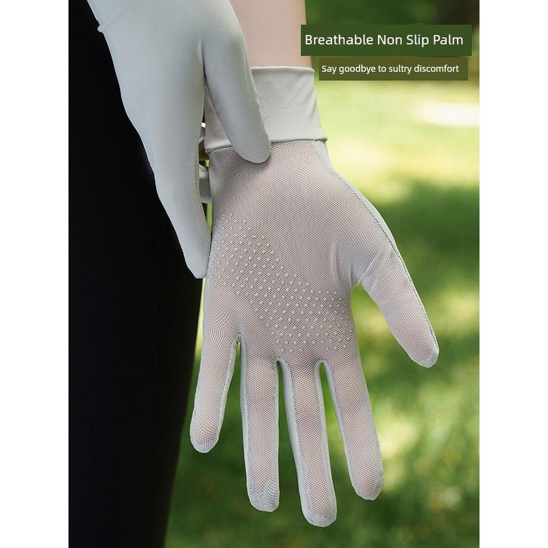 Ice Silk Gloves for Women Thin Type Sunscreen Cycling UV Protection Driving Cycling Summer Non-Slip Touch Screen Outdoor Breathable