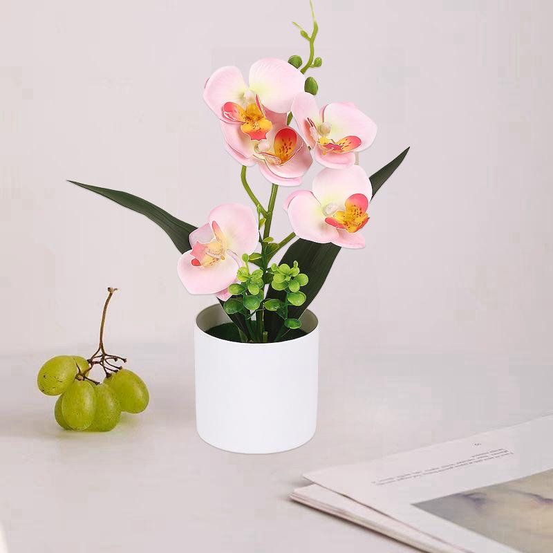 5 Heads Artificial Butterfly Orchid Potted Bonsai Home Garden Balcony Desktop Bedroom Living Room Decoration Fake Plants Bonsai