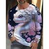 Spring and Autumn Round Neck 3D Snake Pattern Printed Top Fashionable Casual Long Sleeved Men's T-shirts