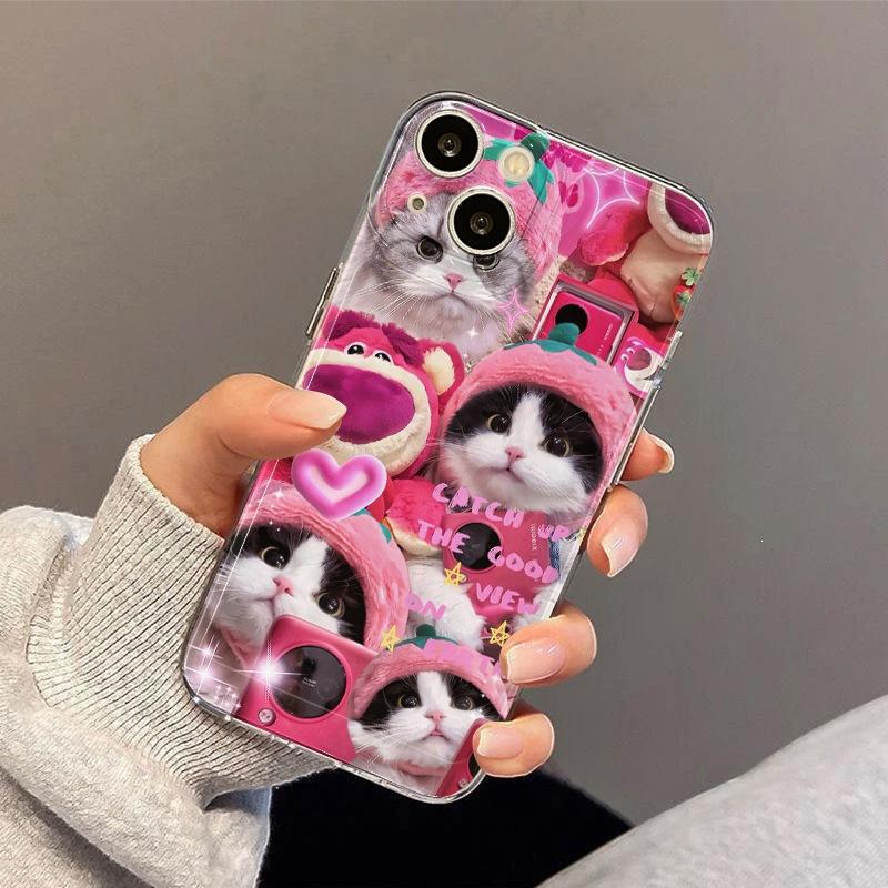 Strawberry Bear Cat New Mobile Phone Case All-inclusive for Apple 15Pro Mobile Phone Case 16/15/14/13/14PRO