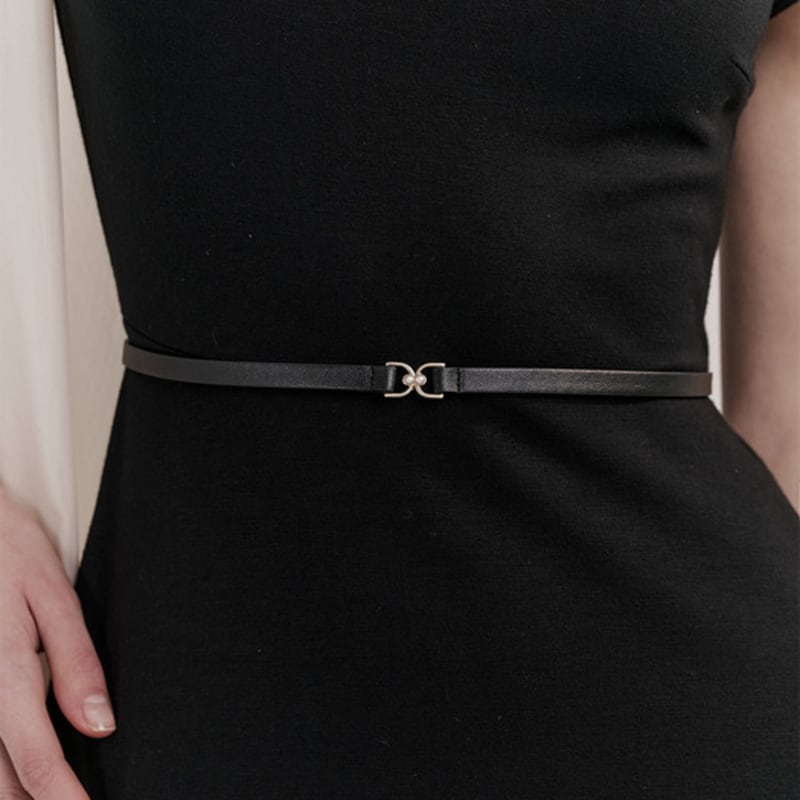 

GRACE U Grace Pearl Slim Belt (Black) Black