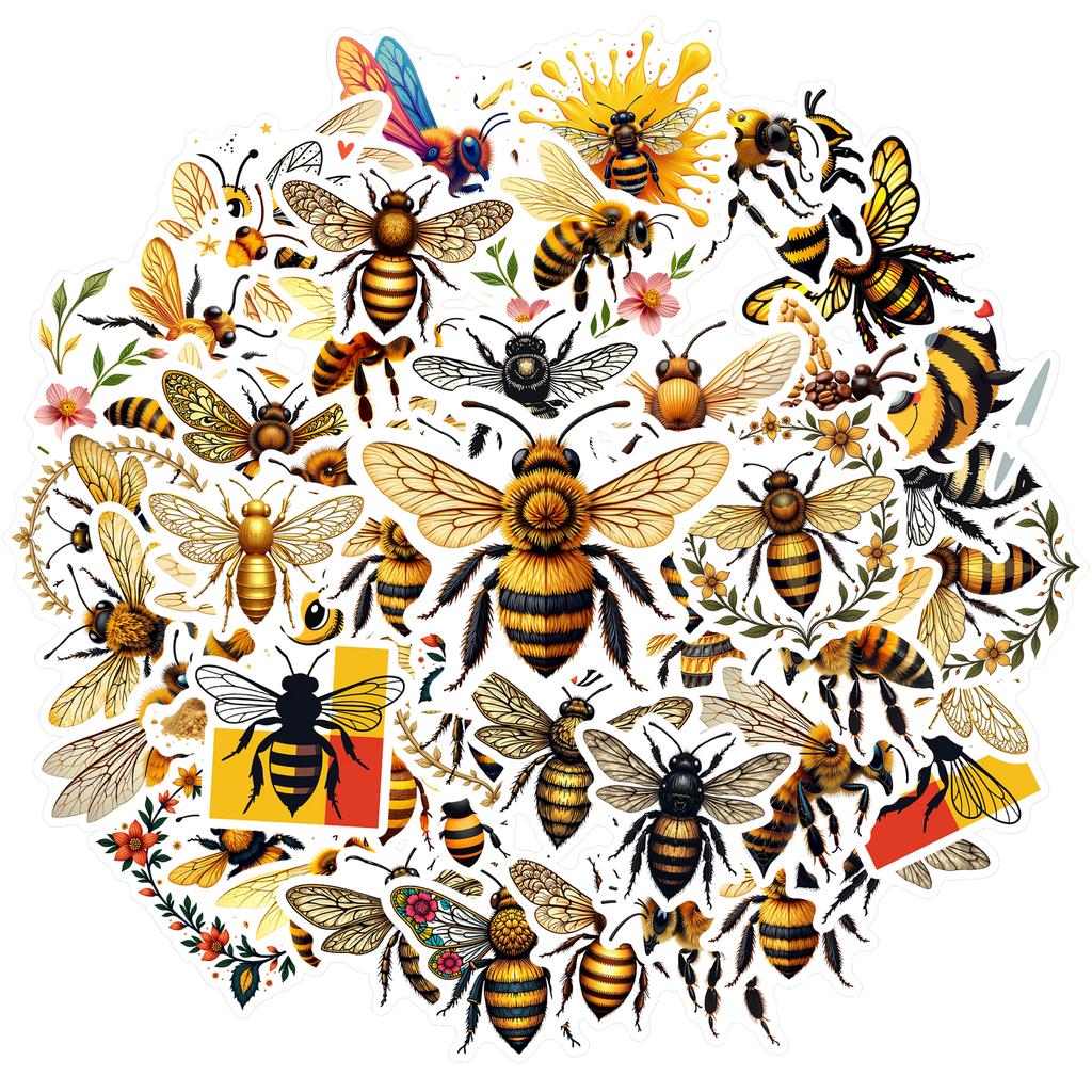 35-70pcs Bee Stickers Spring Summer Insect Graffiti Sticker Diy Skateboard Diary Laptop Decals Stationery Stickers