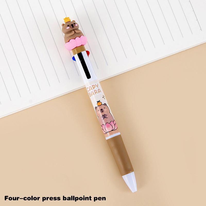 Cartoon Capybara 6-Color Ballpoint Pen Cute Multicolored Gel Pen Durable Pressing Pens School Office Supplies Student Stationery