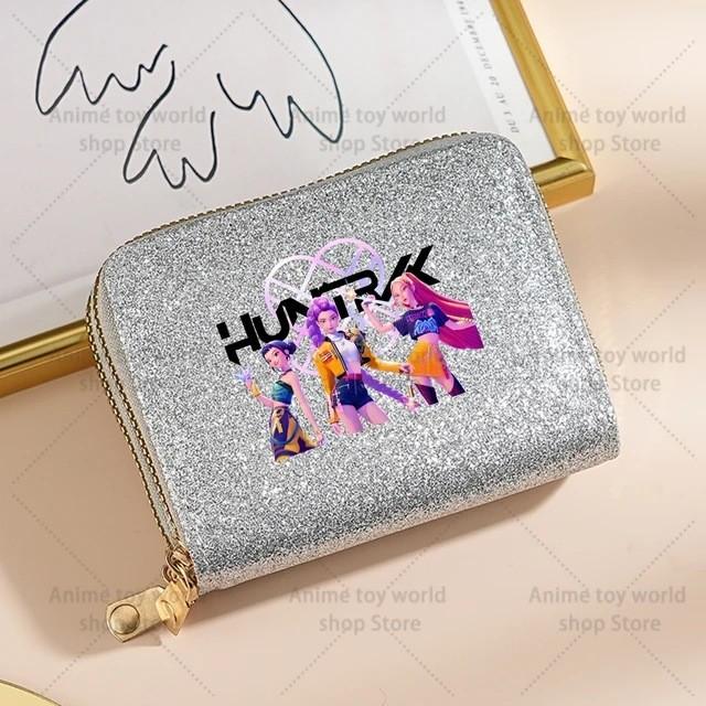 Portafoglio Kpop Demon Hunters per Donna Portamonete e Porta Carte Scintillante con Paillettes