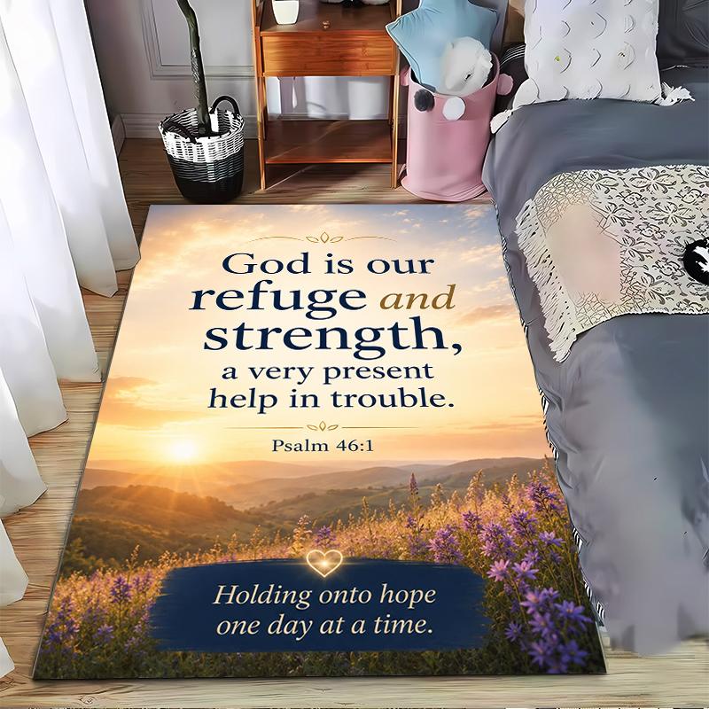 Christian Bible Verse Carpet Set Psalm 46:1 Carpet Set (1 Duvet Cover, 2 Pillowcases, Duvet Not Included)