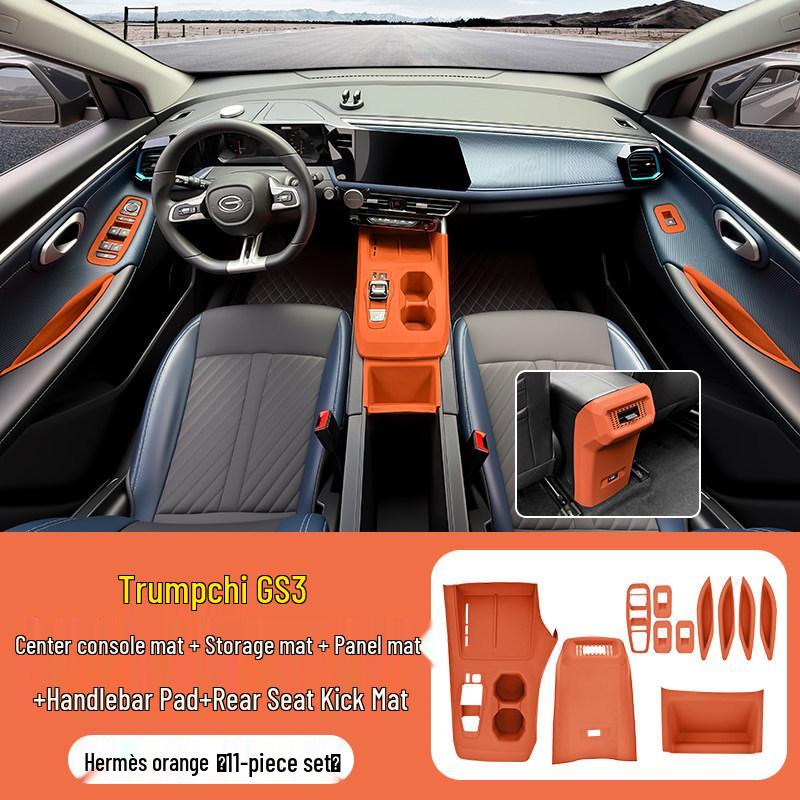 Trumpchi GS3 Center Console Accessory Set: Silicone Air Vent Pad, Wireless Charging Pad, Cup Holder Protector.
