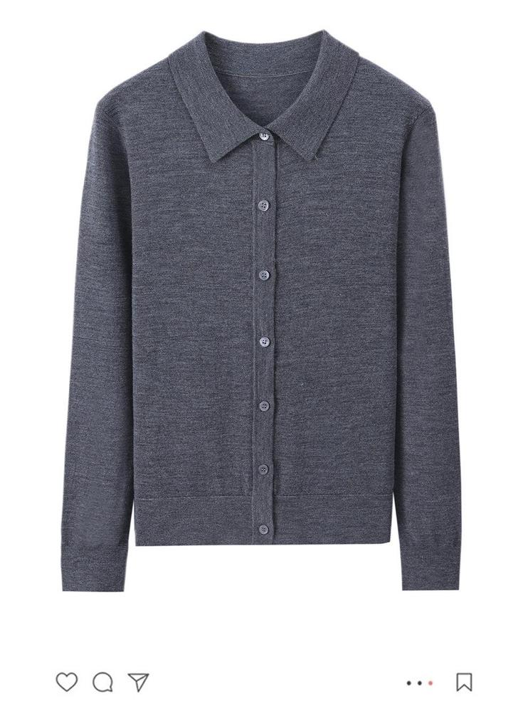 Yangtze Yarn 100% Wool Polo Collar Loose-Fit Knitted Shirt