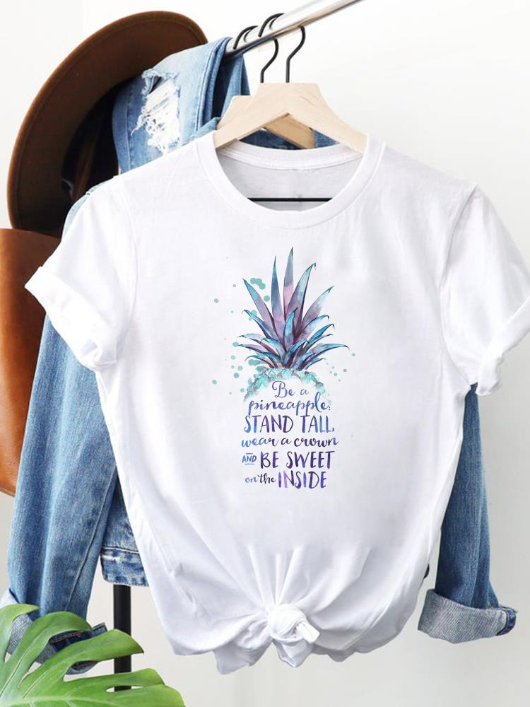 (Aziatische maat) liefdeshart stijl 90s Dameskleding Korte Mouw T-shirt Mode Tee Top Vrouw Print Vrouwen Grafische T-shirts