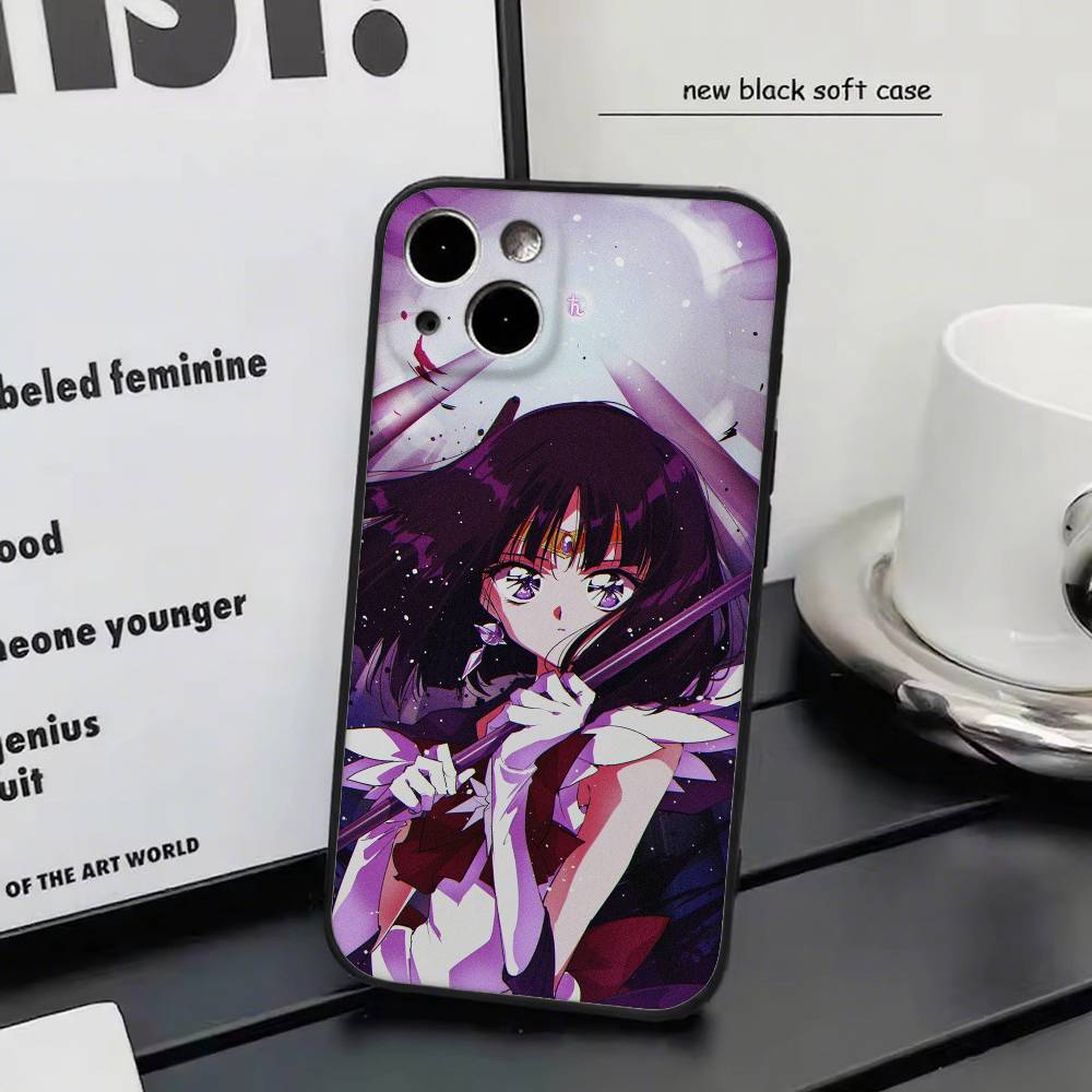 Kawaii Sailor S-Saturn Anime Sailor M-moon Phone Case Silicone Soft For IPhone 17 Air 16 15 14 13 12 11 Plus Pro Max Plus