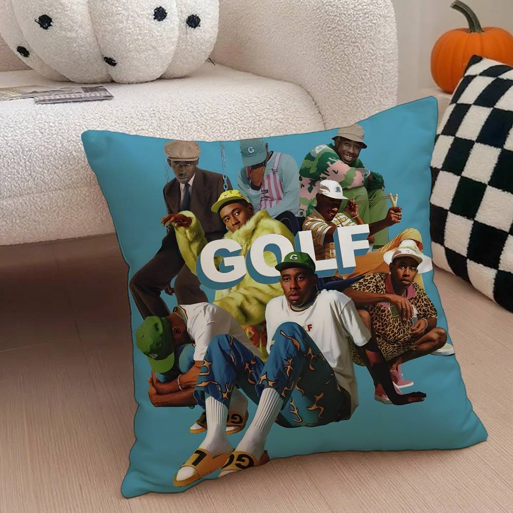 T-Tyler the Creator Rapper Pillow Case Anti-dustmite Pillowcase Invisible zipper silky short plush Sofa cushion cover