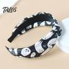 Wide Brim Fabric Headband Halloween Knotted for Women, Retro Turban Headband, Ghost Party Hairband Bat Pumpkin Hair Band, Cosplay Costume Accessories