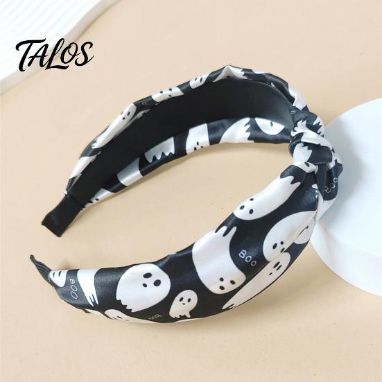 Wide Brim Fabric Headband Halloween Knotted for Women, Retro Turban Headband, Ghost Party Hairband Bat Pumpkin Hair Band, Cosplay Costume Accessories