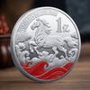 Dekoracja Monety 2026 Zodiak Koń Kolorowy Medal Pamiątkowy Rok Konia Urodziny Mały Prezent Rzemiosło Metalowe Pamiątka z Wydarzenia