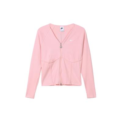 Valentines Day Series Sportswear Logo V-Neck Training Casual Long Sleeve T-Shirt SS24 Women Tops Soft-Pink HF1133-631