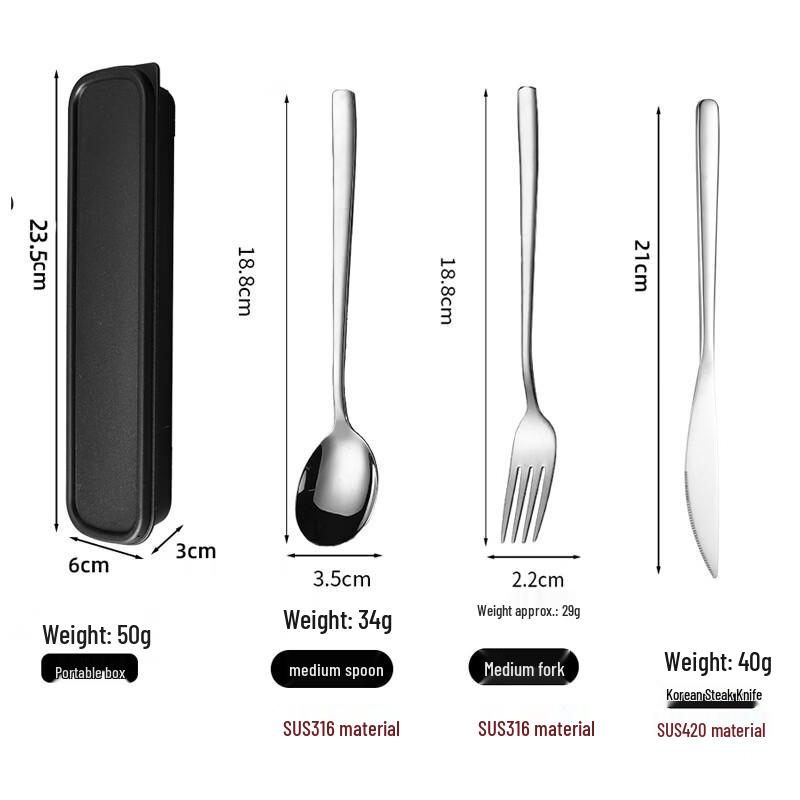 Abay 316 Stainless Steel Portable Cutlery Set for Camping & Outdoor