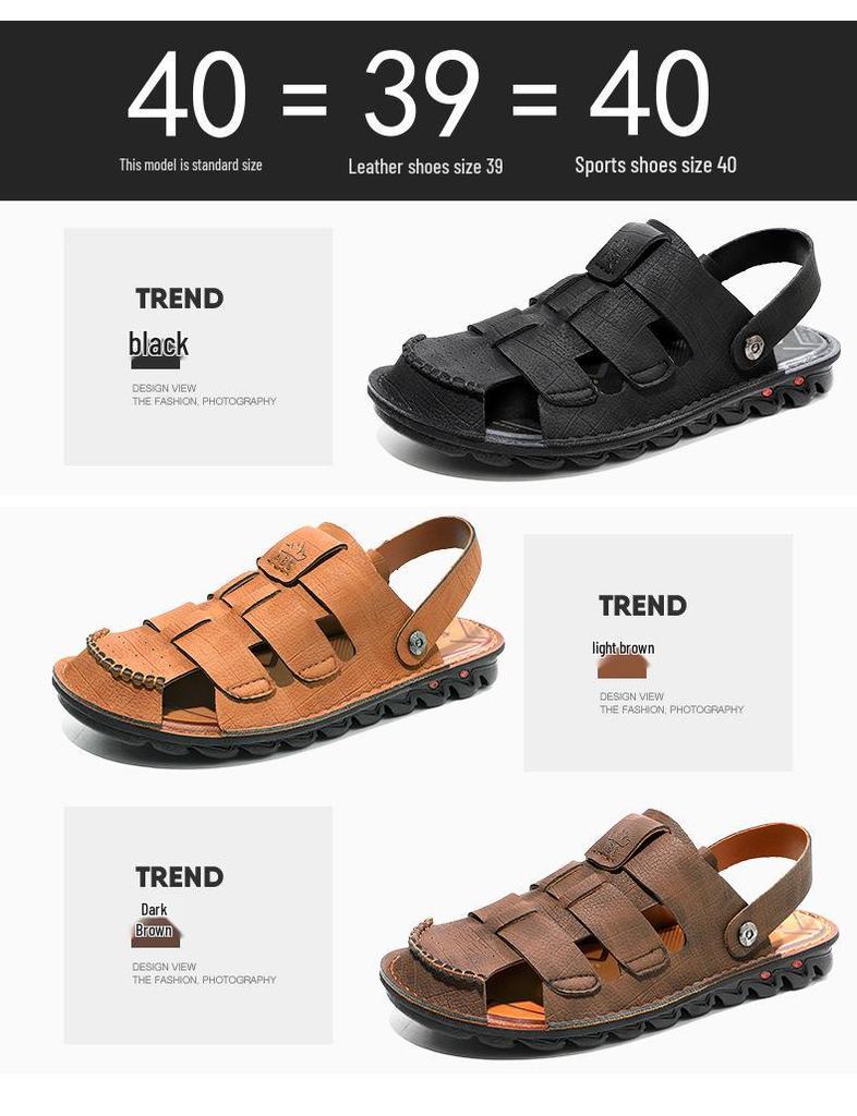 Men's Breathable Cross-Strap Closed-Toe Roman Beach Sandals