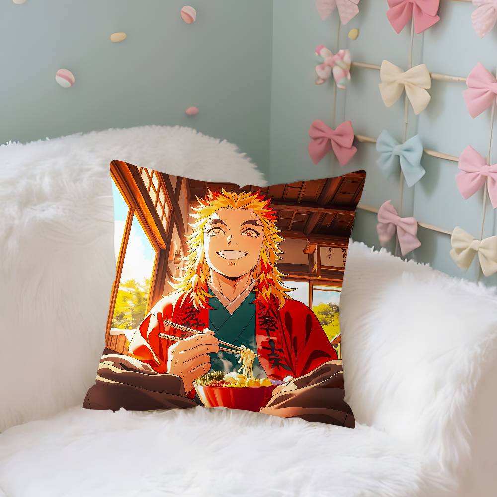 

Rengoku Kyoujurou Pillow Case Cushion Cover Soft Cute Throw Pillow Case For Car Sofa Pillowcase Polyester With Zipper 16x16Inch