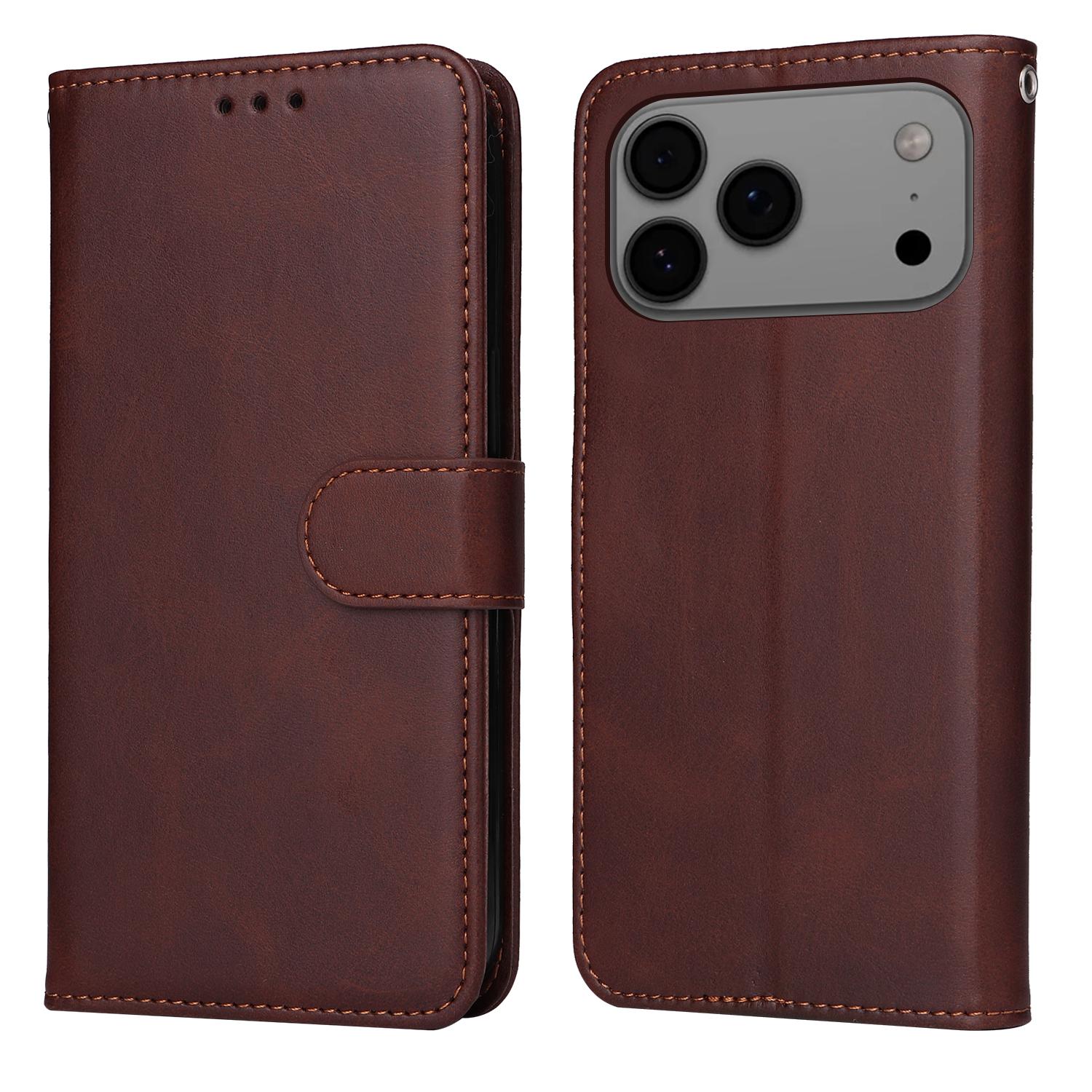 

For iPhone 17 Pro Max Case Wallet PU Leather Folio Flip Phone Cover Brown