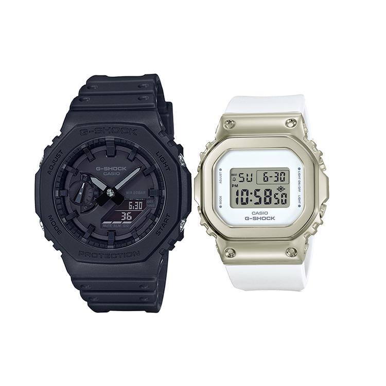 CASIO Unisex Pair Table Series Black Watch GA-2100-1A1+GM-S5600G-7ER