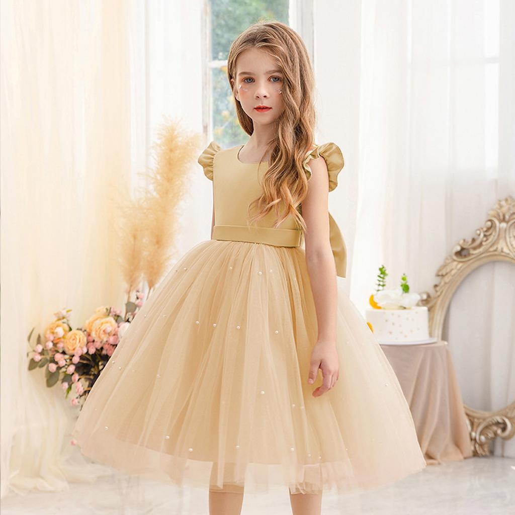 Girl Dress Party Gown Tulle Satin Pageant Birthday Princess Ruffle  Gown