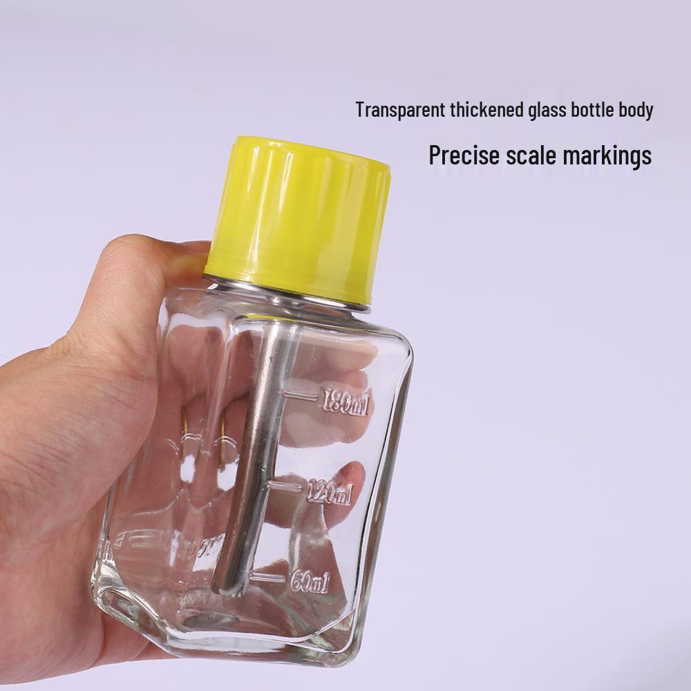 Steel Pump Glass Nail Art Bottle with Scale, Dustproof Cap, Large Mouth, and Anti-Rust Metal Core