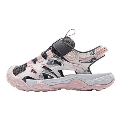 Li Ning Sandales Confortables Polyvalentes Absorbant les Chocs Respirantes Tige Basse Enfants Sandales Enfants Rose YKEV030-4