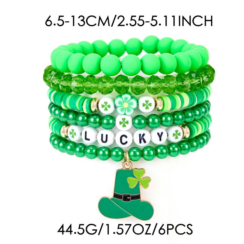 

Новая ул.. Зеленый счастливый браслет на День Святого Патрика Набор Браслет с подвеской-клевером Бусины для мужчин и женщин