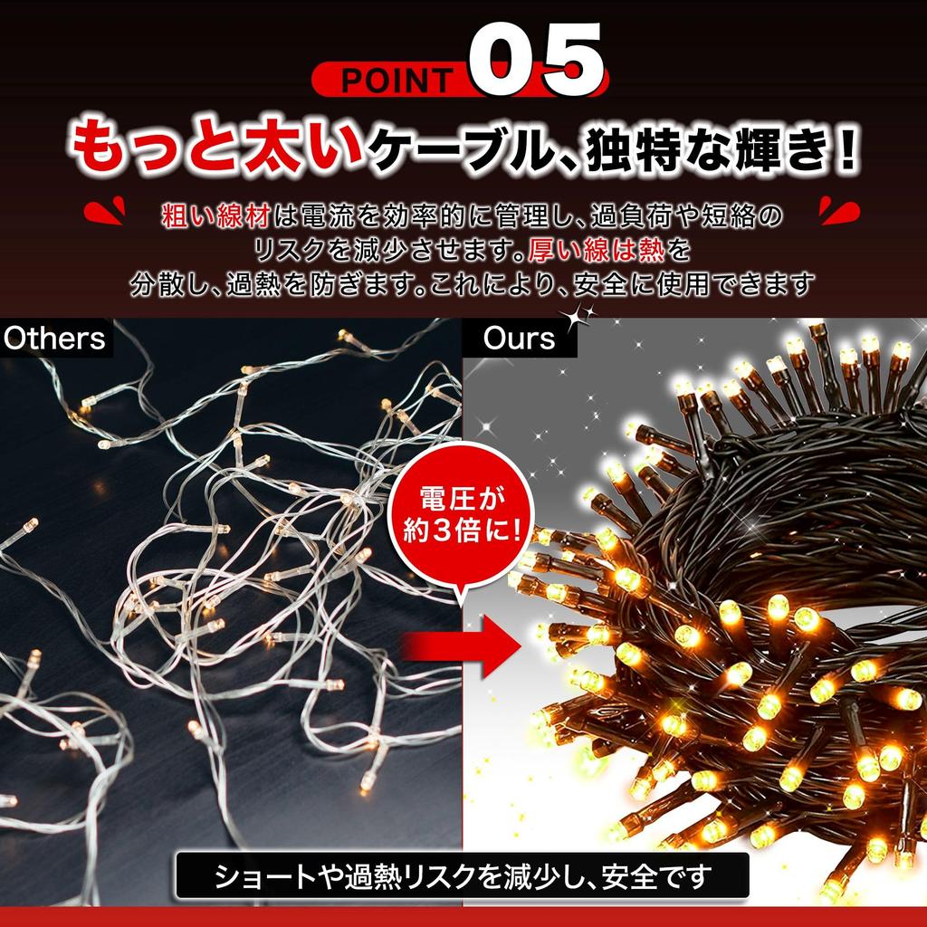 KIMOC Christmas Lights, Straight, 100 Bulbs, 10m Long, Rainproof, Connectable, Outdoor, Waterproof, Controller Included, Memory Storage, 8 Lighting