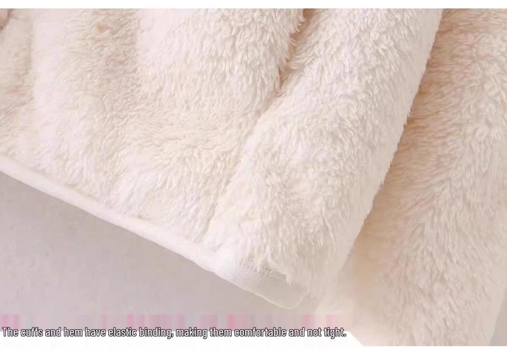 Women's Long Pile Fleece Jacket - Zipper Cardigan, Stand Collar, Warm Long Sleeve Top for Autumn/Winter
