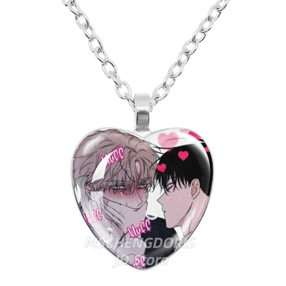Low Tide In Twilight Anime Necklace Taeju YEO Euihyun KIM Glass Cabochon Heart Shaped Pendant Necklace Charm Jewelry Gift
