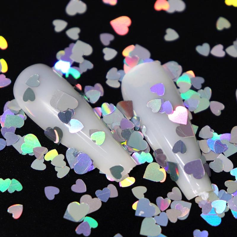 12 Grids/Box 5mm 3D Shiny Love Heart Sequins Manicure Paillettes Holographic Glitter Flakes for Epoxy Resin Mold Filling