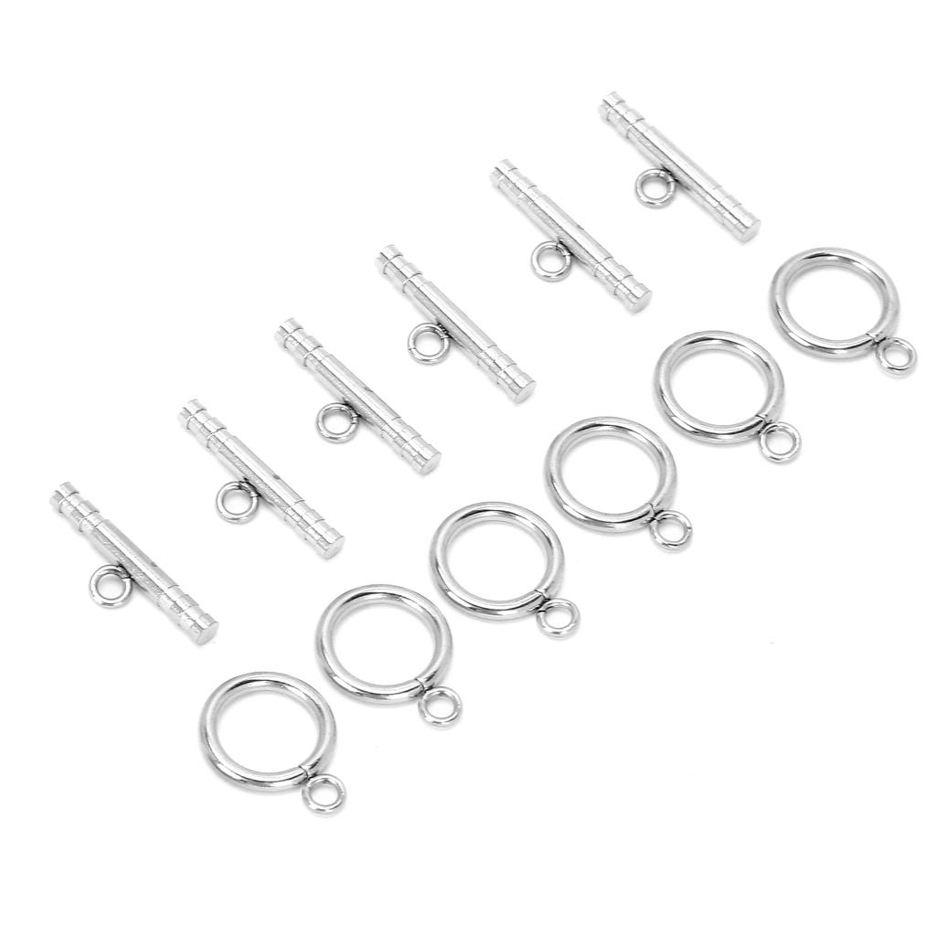 Stainless Steel Round Toggle Clasps T Bar Clasps for Necklace Jewelry Making Steel Color