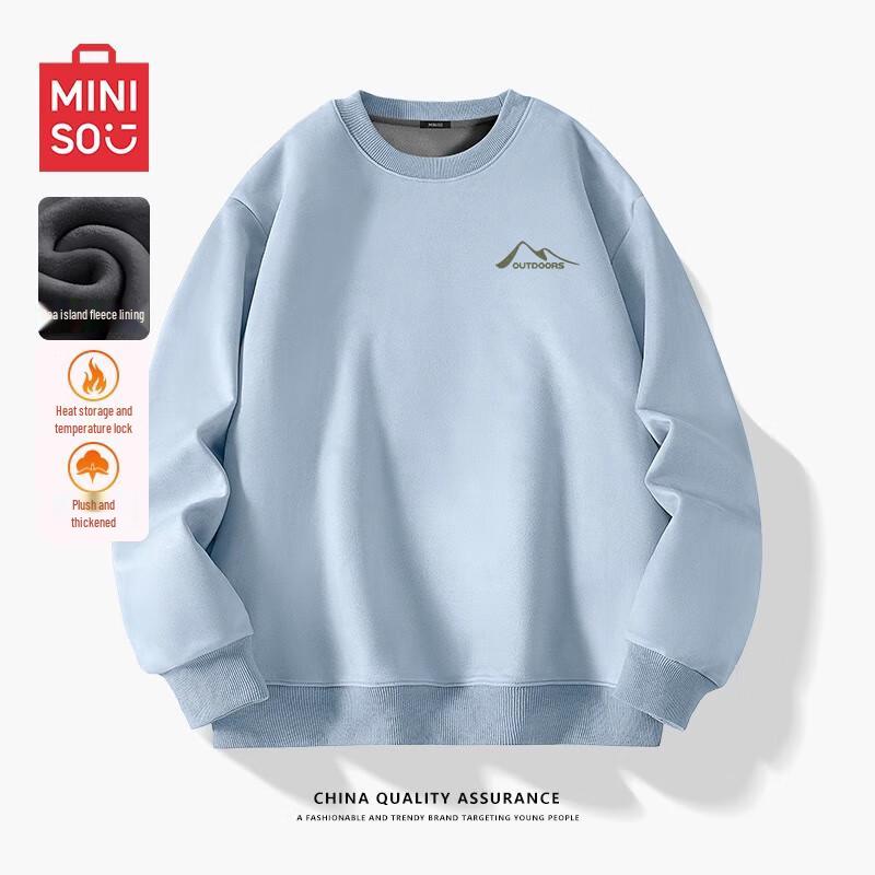 MINISO Men s Oversized Suede Fleece Lined Crewneck Sweatshirt 2XL